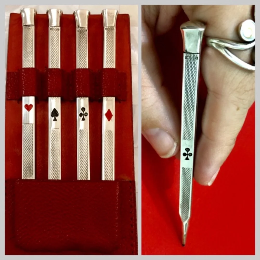 ⭐️💲SOLD💲⭐️ Vintage TIFFANY & Co Germany Sterling Silver bridge Pencils SET - Picture 2 of 13
